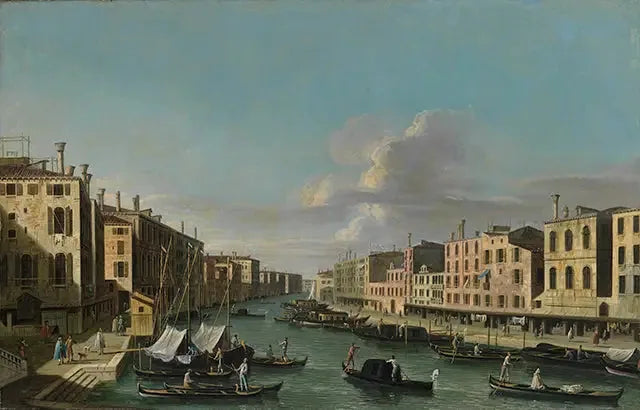 Blick auf den Canal Grande nach Südwesten, von der Rialto Brücke bis zum Palazzo Foscari - Canaletto