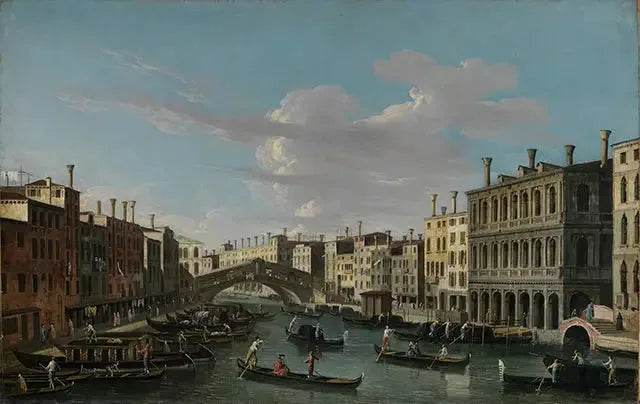 Blick auf den Canale Grande nach Süden zwischen Rio di Salvatore und Rialto Brücke - Canaletto