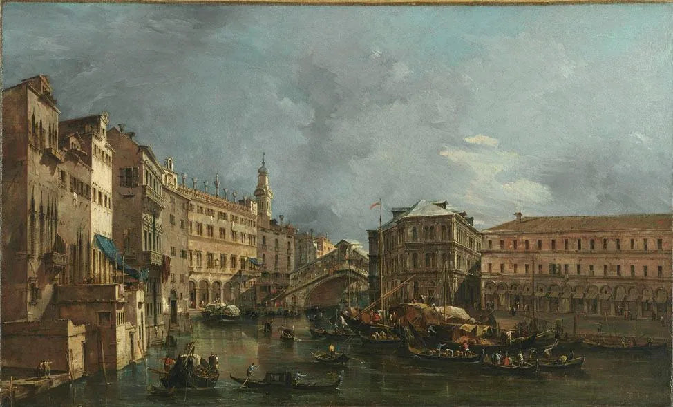 Blick auf den Rialto und den Palazzo dei Camerlenghi - Francesco Guardi image 1 copie peinte à la main à l’huile