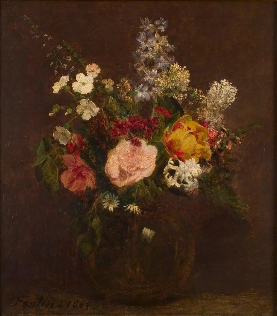 Bloemen in glazen vaas - Henri Fantin-Latour