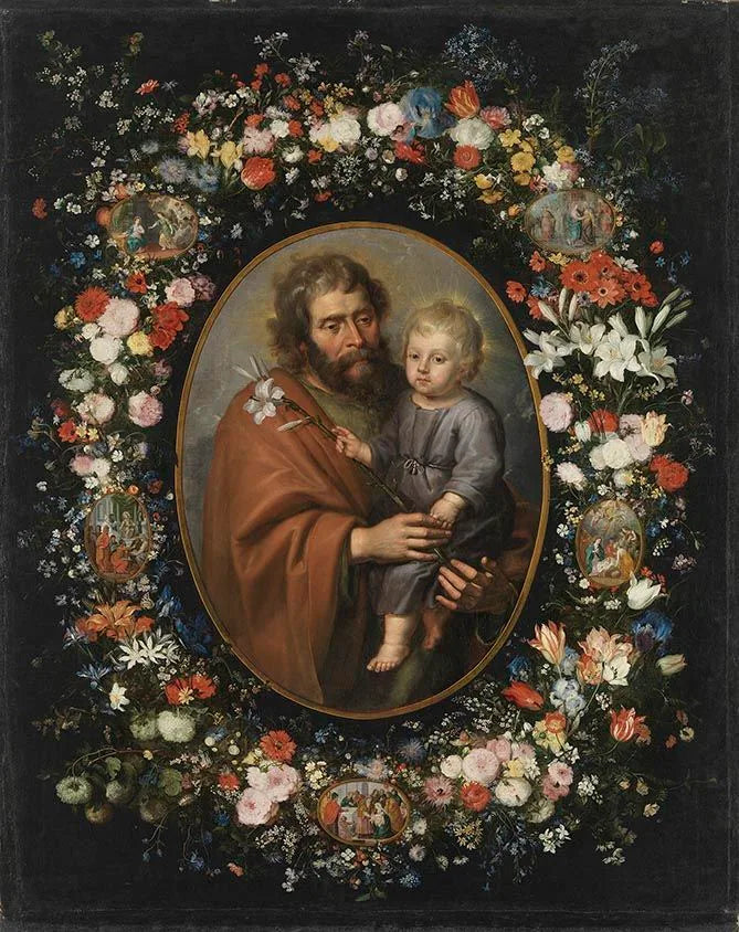 Blumenkranz mit hl. Joseph - Jan Brueghel l’Ancien image 1 reproduction réalisée par Alpha Reproduction