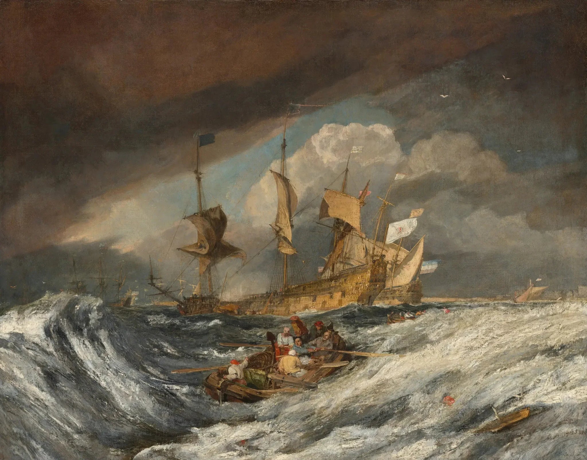 Boats Carrying Out Anchors to the Dutch Men of War - J. M. W. Turner image 1 tableau peint à l’huile sur toile
