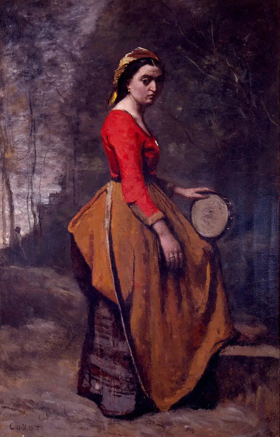 Bohémienne avec tambourin - Jean-Baptiste Camille Corot