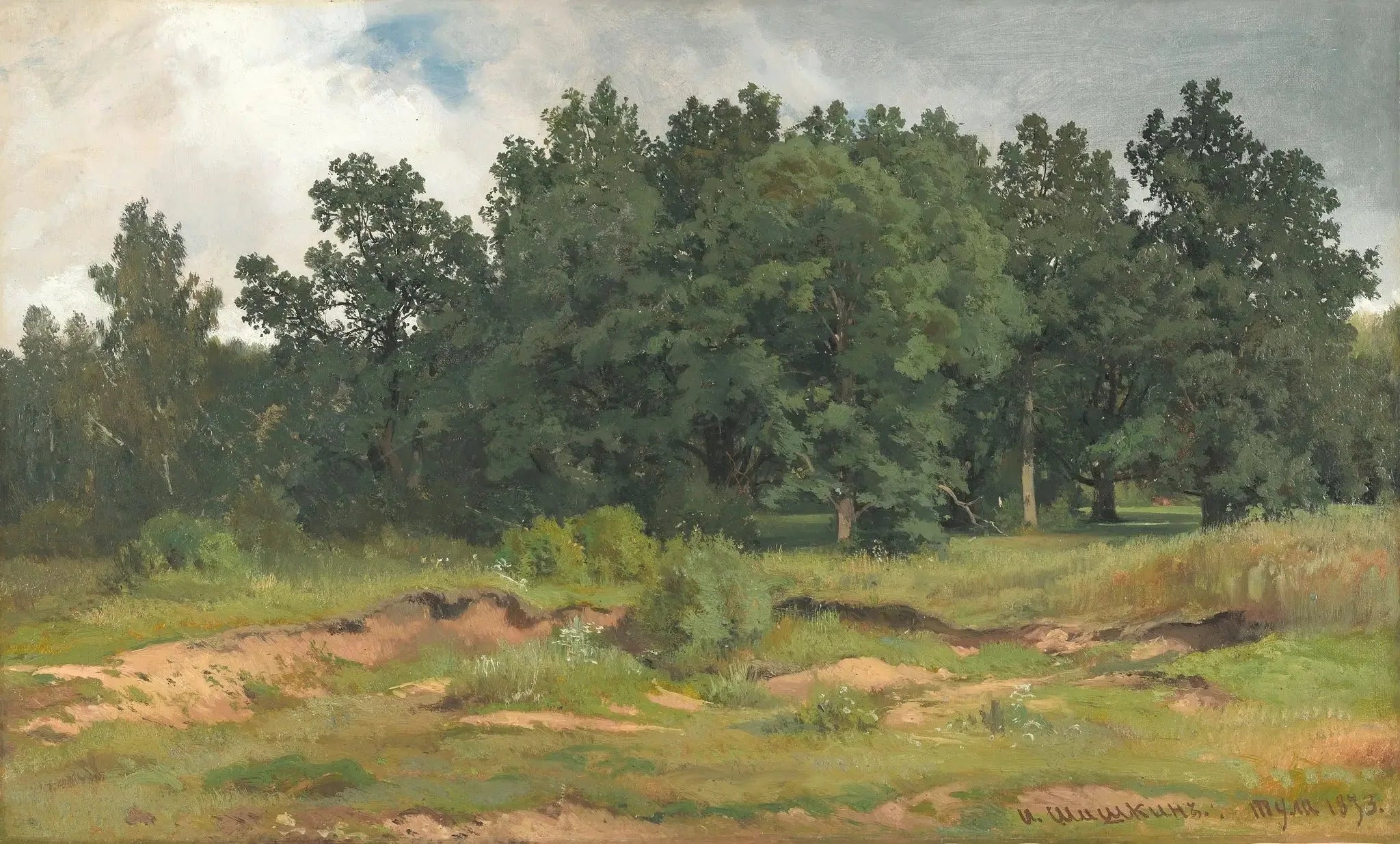 Bois de chêne par une journée grise - Ivan Chichkine image 1 copie peinte à la main à l’huile