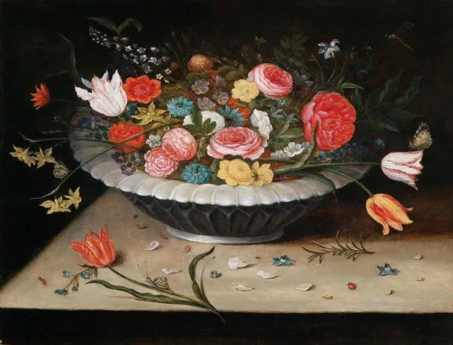 Bol garni de tulipes, de roses et de narcisses - Jan Brueghel le Jeune image 1 reproduction réalisée par Alpha Reproduction