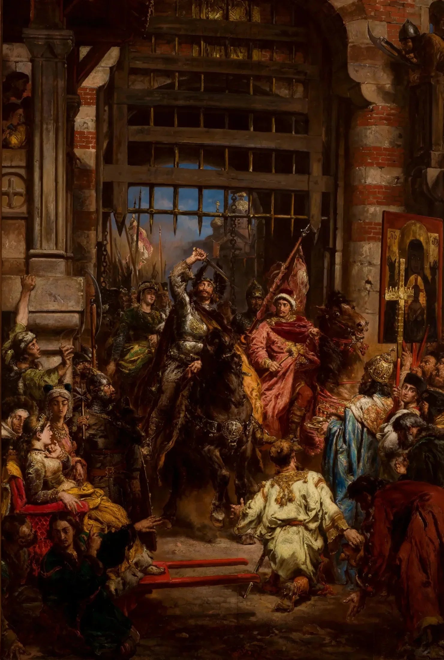 Boleslas le Brave avec Sviatopolk à la Porte Dorée de Kiev - Jan Matejko image 1 reproduction d’œuvre d’art à l’huile