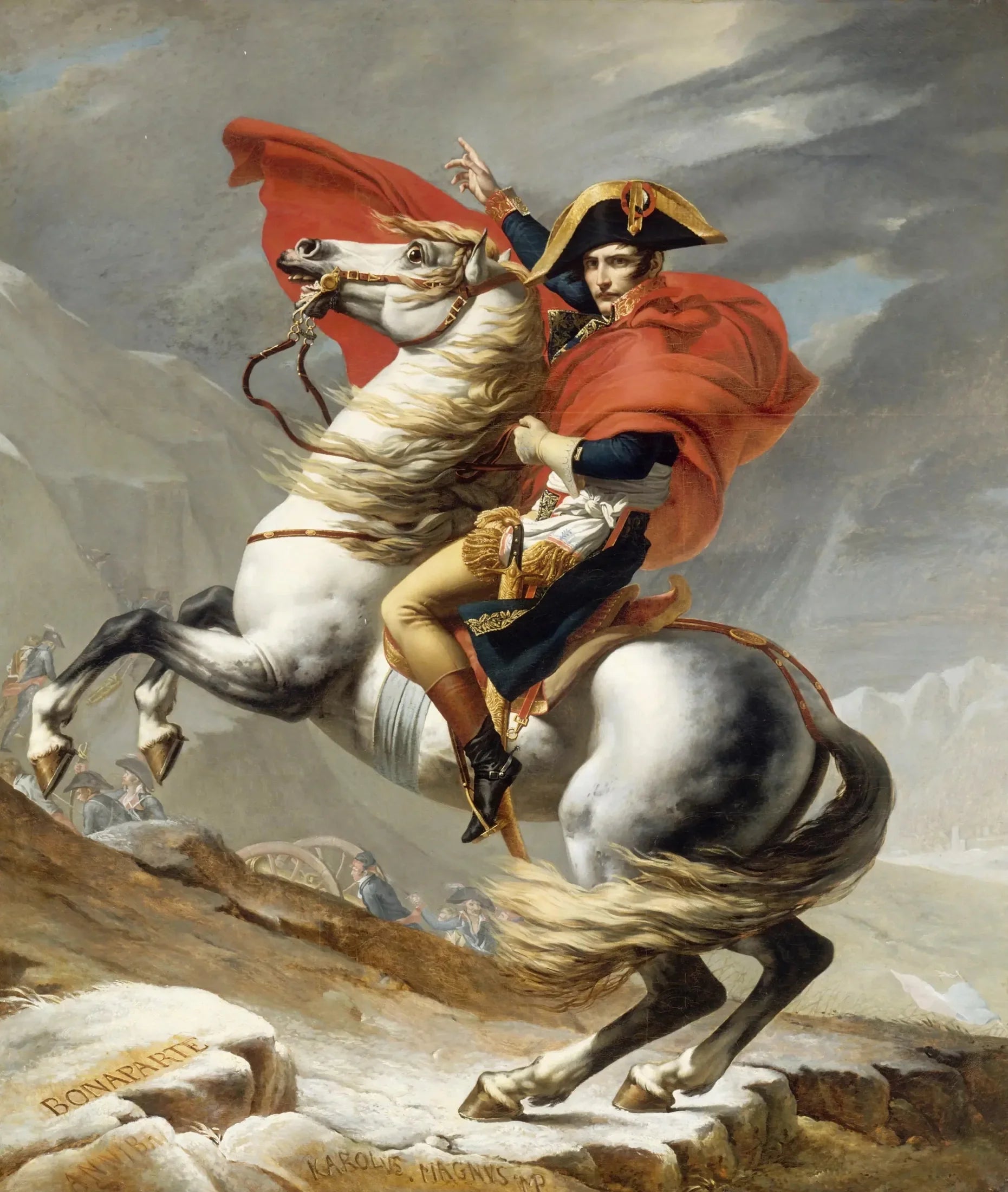 Bonaparte franchissant le Grand-Saint-Bernard - Jacques-Louis David image 1 reproduction artisanale de tableau