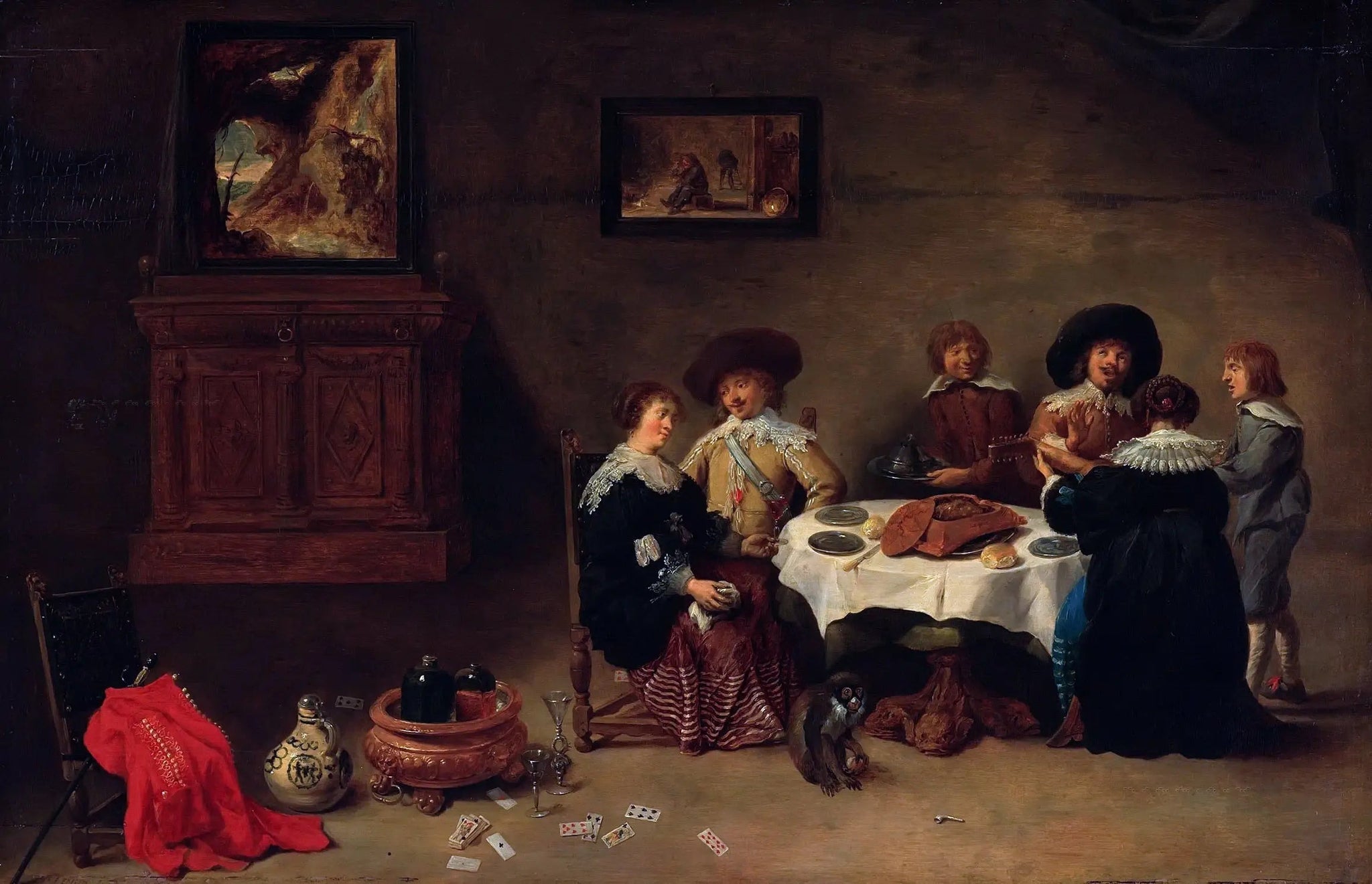 Bonne compagnie à table - David Teniers le Jeune image 1 reproduction artisanale de tableau