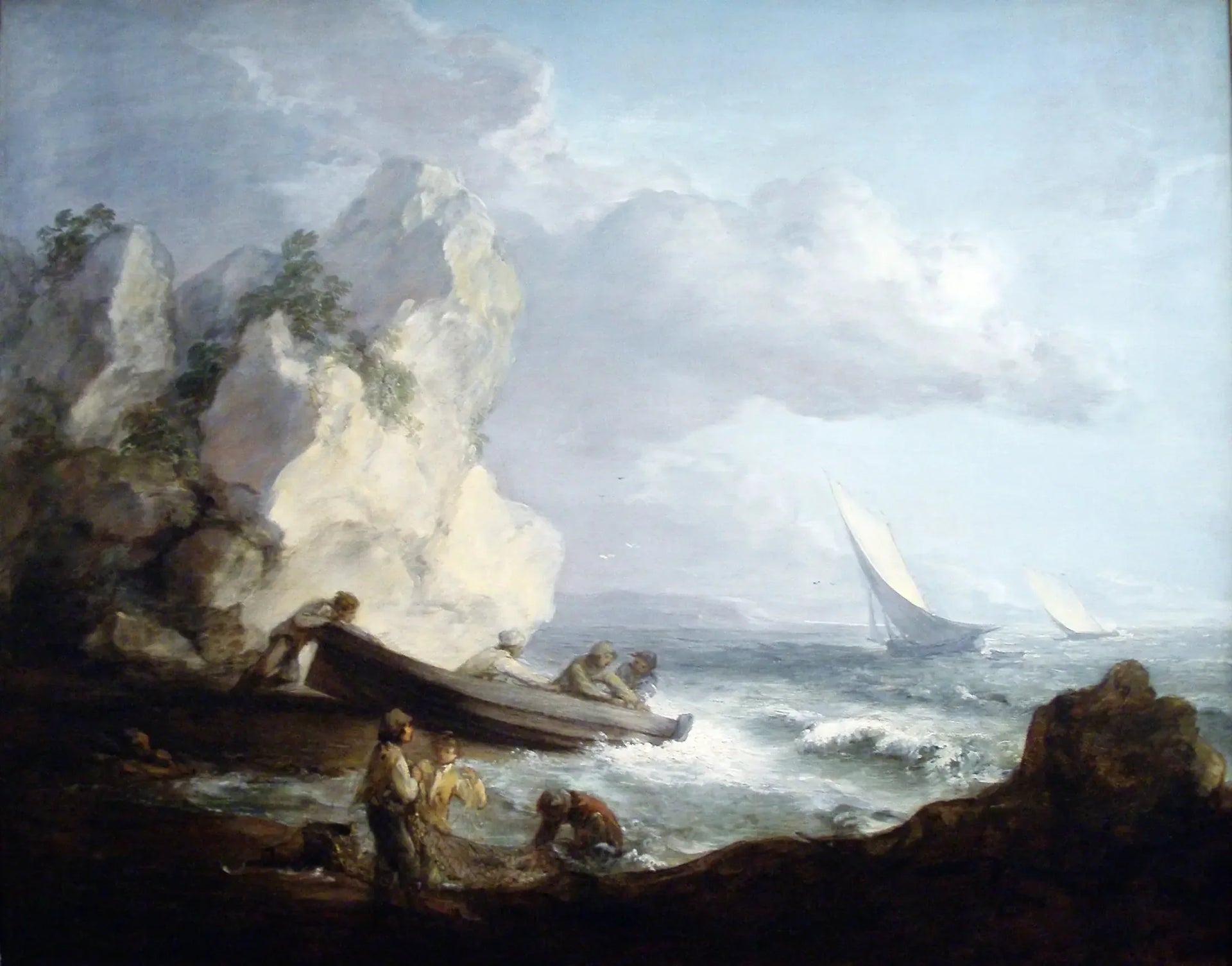 Bord de mer avec pêcheurs - Thomas Gainsborough image 1 tableau peint à l’huile sur toile