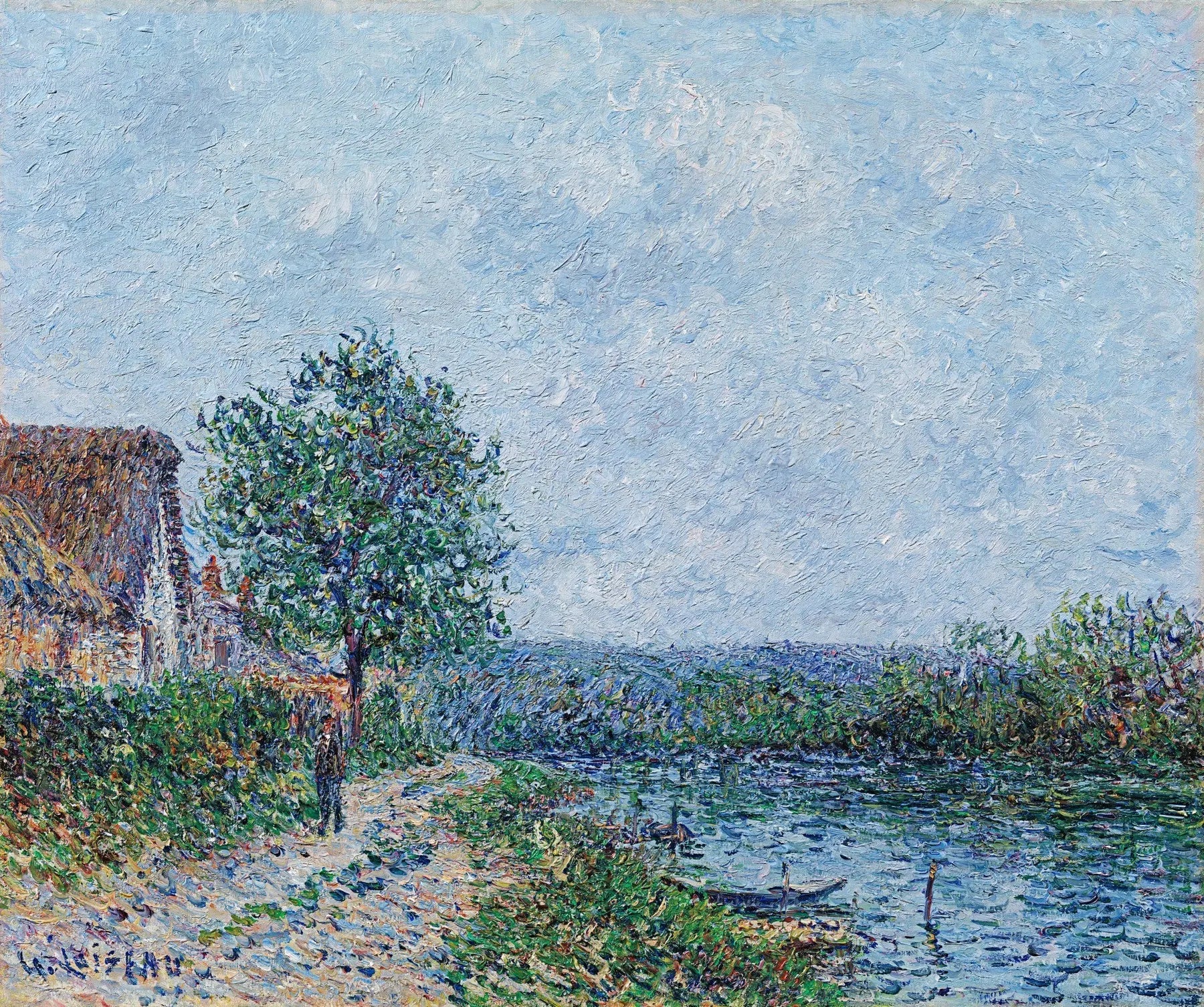 Bord de rivière, la Seine à Porte-Joie - Gustave Loiseau image 1 reproduction de peinture à l’huile