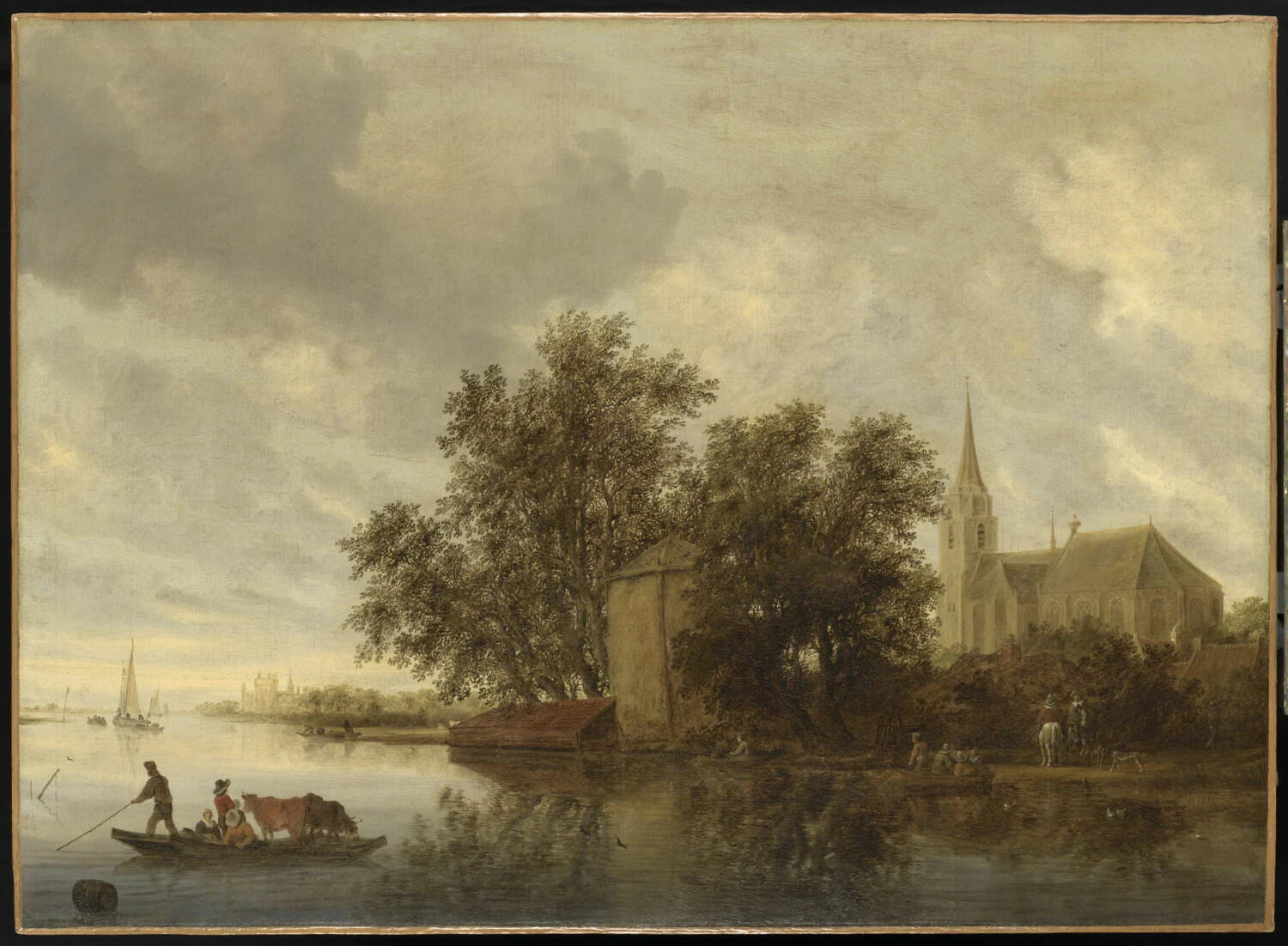 Bord de rivière avec une église - Salomon van Ruysdael