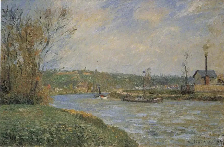 Bords de l'Oise près de Pontoise - Camille Pissarro image 1 reproduction artisanale de tableau