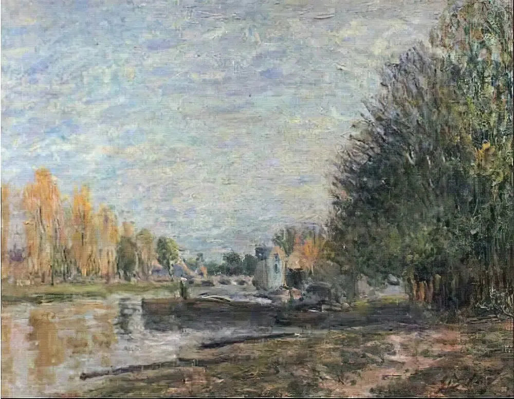 Bords du Loing au coucher de soleil - Alfred Sisley image 1 reproduction d’œuvre d’art à l’huile