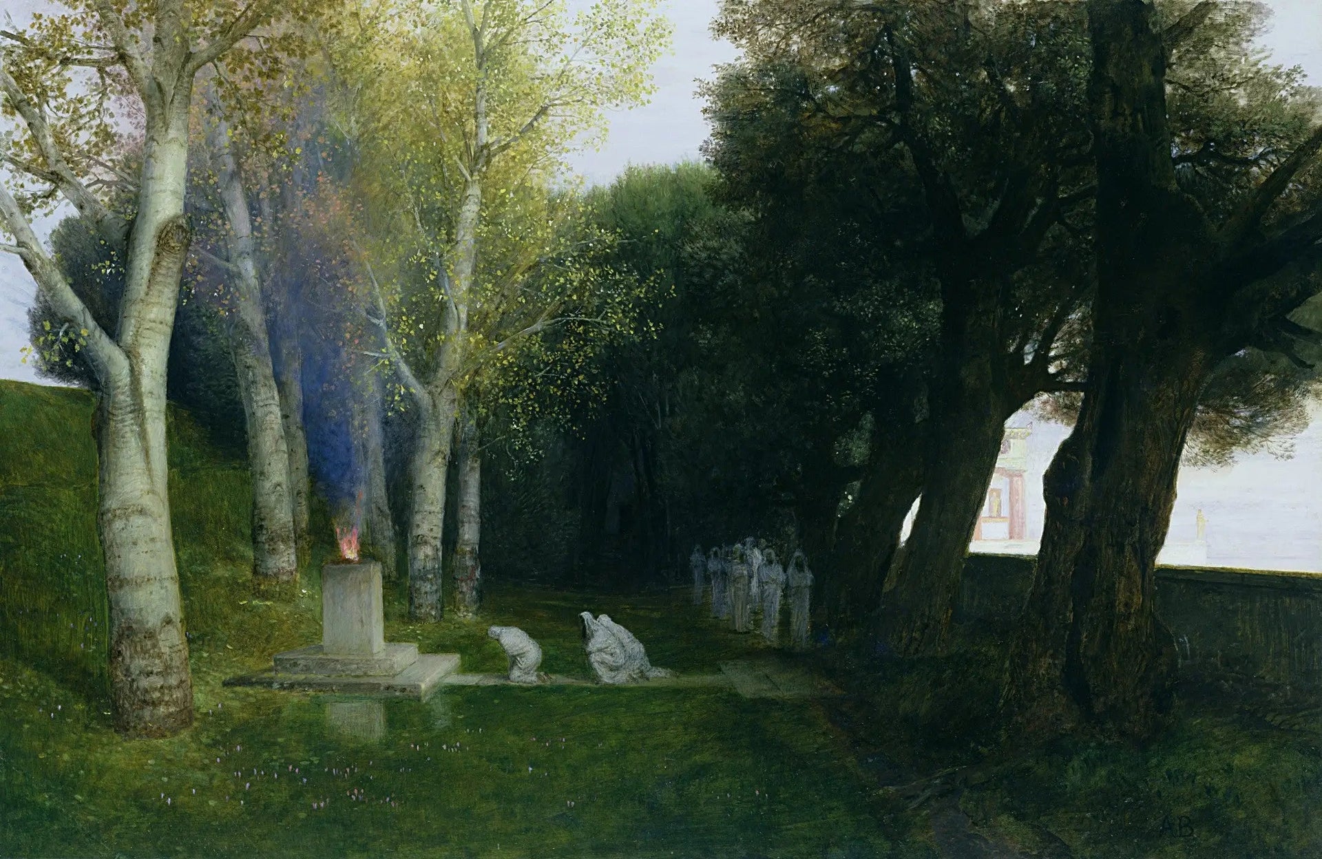 Bosquet sacré (II) - Arnold Böcklin image 1 tableau peint à l’huile sur toile