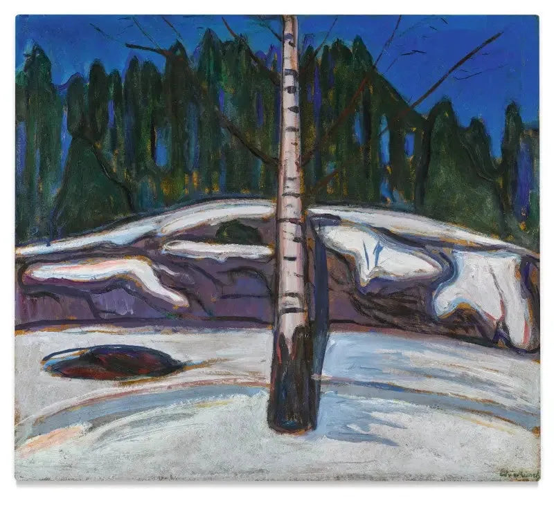Bouleau dans la neige - Edvard Munch image 1 reproduction artisanale de tableau