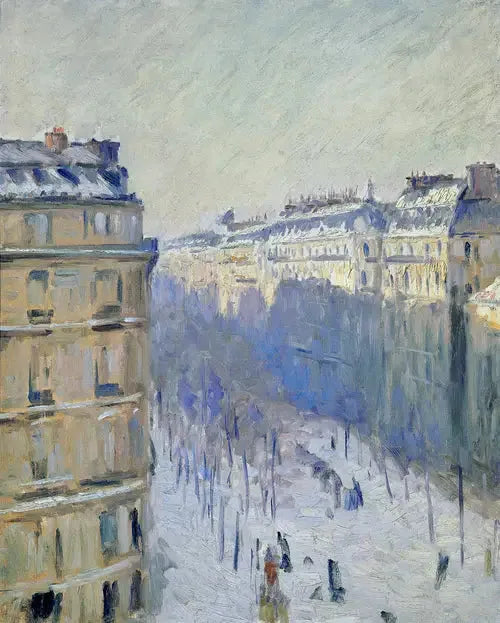 Boulevard Haussmann, effet de neige - Gustave Caillebotte image 1 reproduction d’œuvre d’art à l’huile