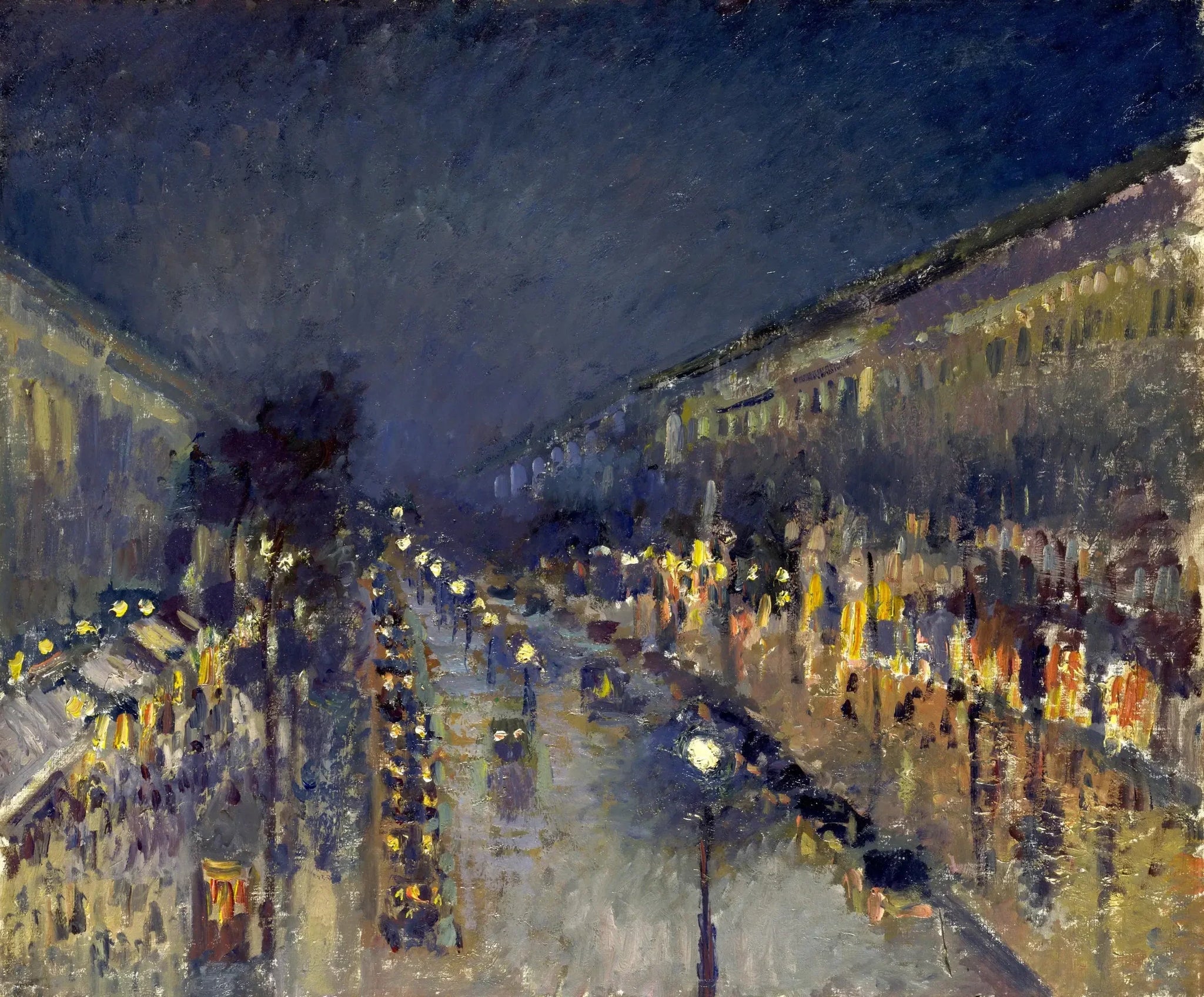 Boulevard Montmartre de nuit - Camille Pissarro image 1 reproduction artisanale de tableau