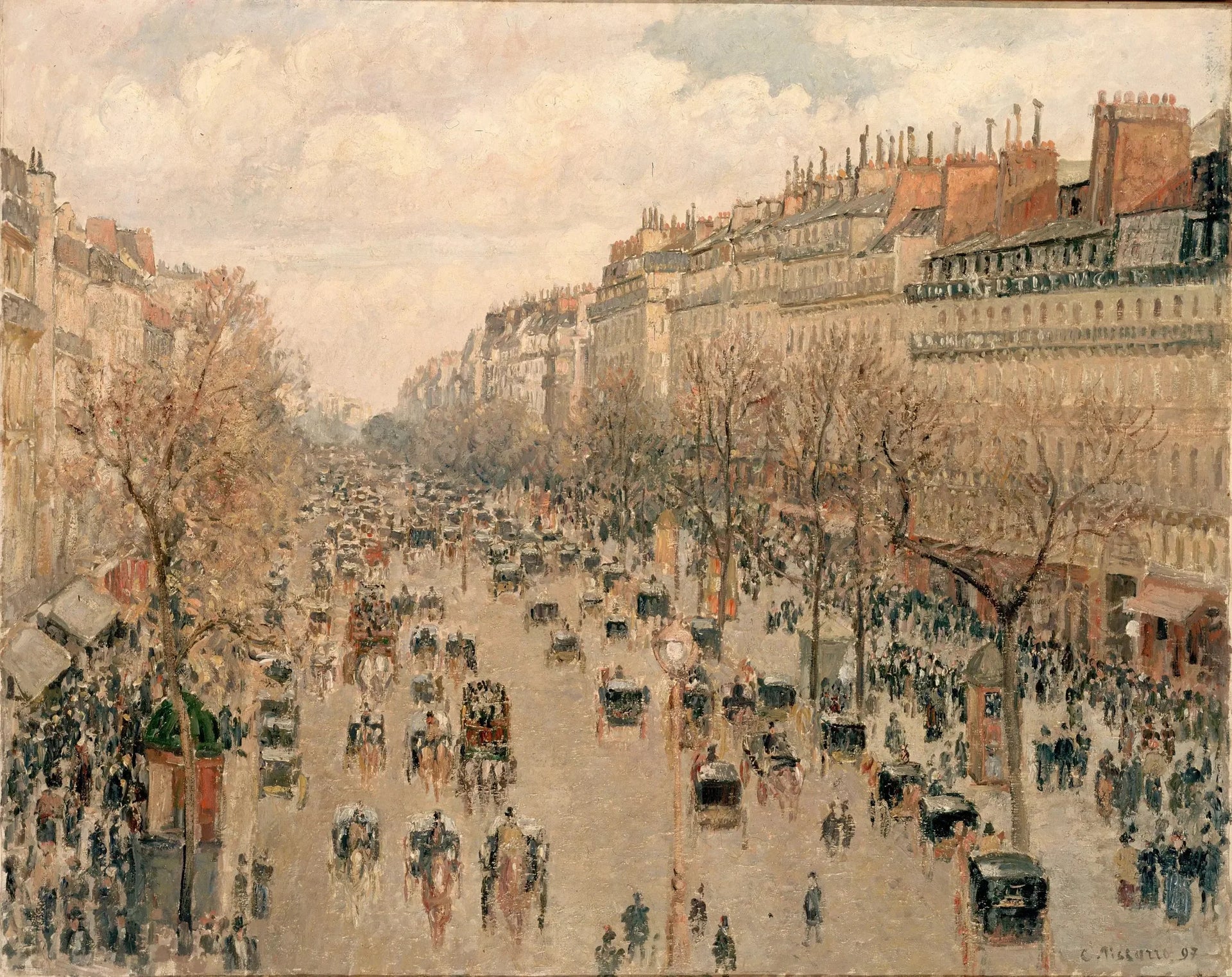 Boulevard Montmartre, soleil après-midi - Camille Pissarro image 1 reproduction de peinture à l’huile