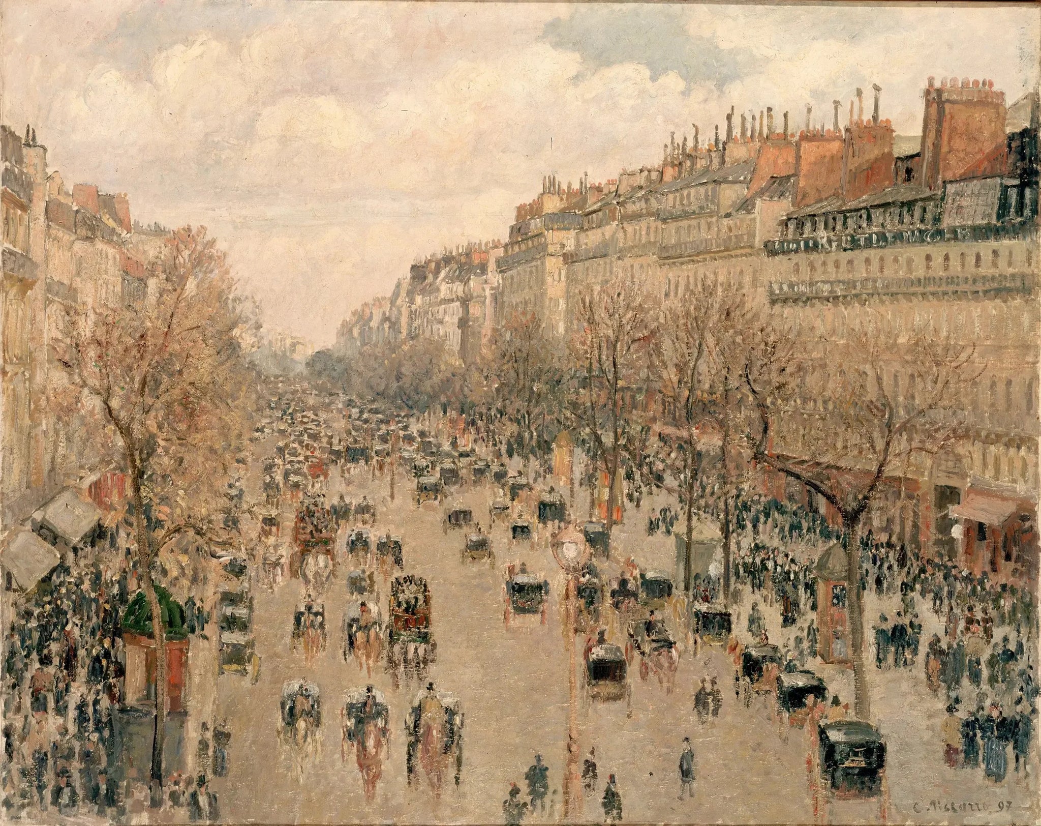Boulevard Montmartre, soleil après-midi - Camille Pissarro image 1 reproduction de peinture à l’huile