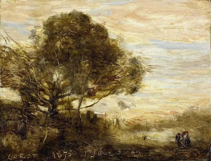 Bouquet d'arbres au bord de l'eau - Jean-Baptiste Camille Corot image 1 copie de tableau peinte à la main