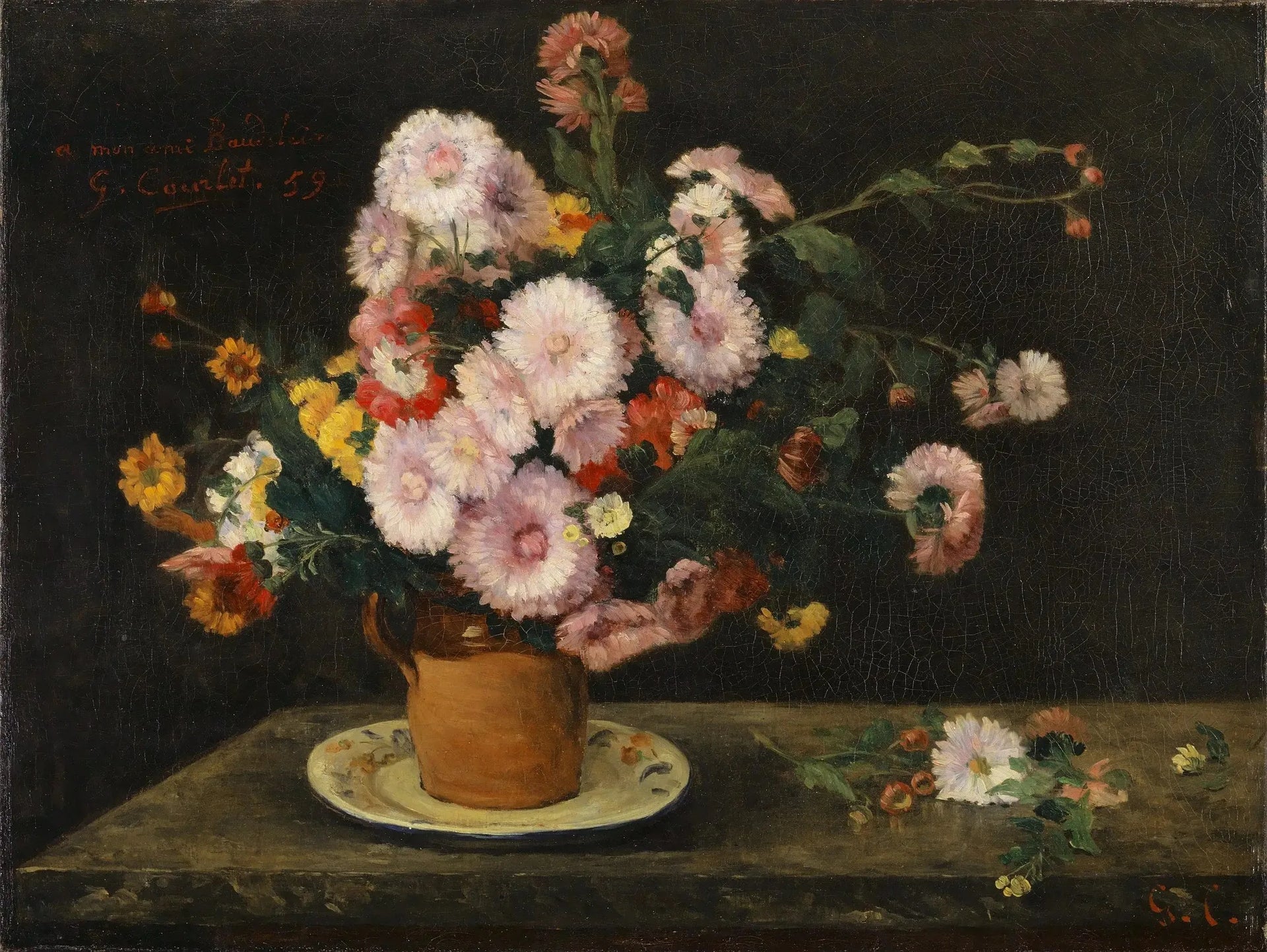 Bouquet d'asters - Gustave Courbet image 1 copie peinte à la main à l’huile