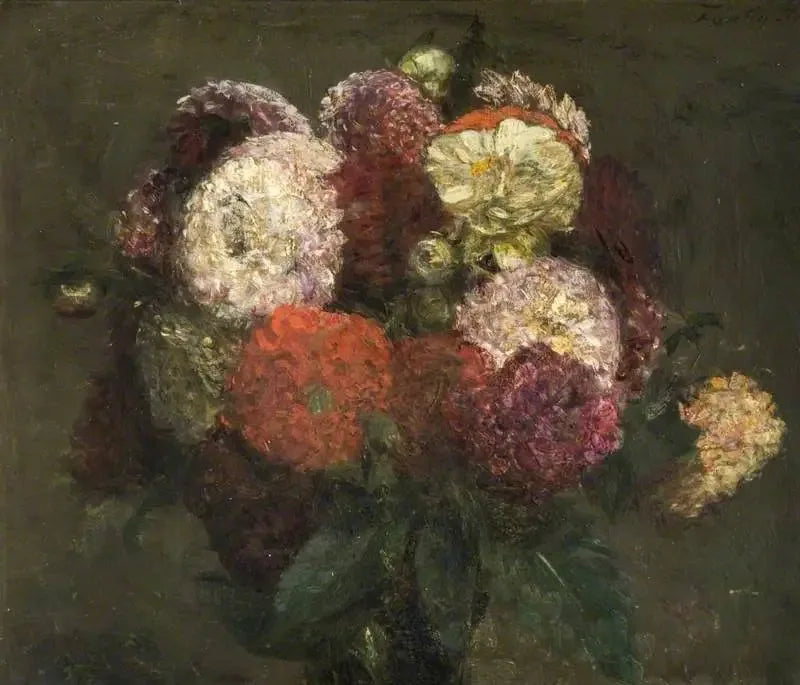 Bouquet de Dahlias - Henri Fantin-Latour image 1 tableau peint à l’huile sur toile