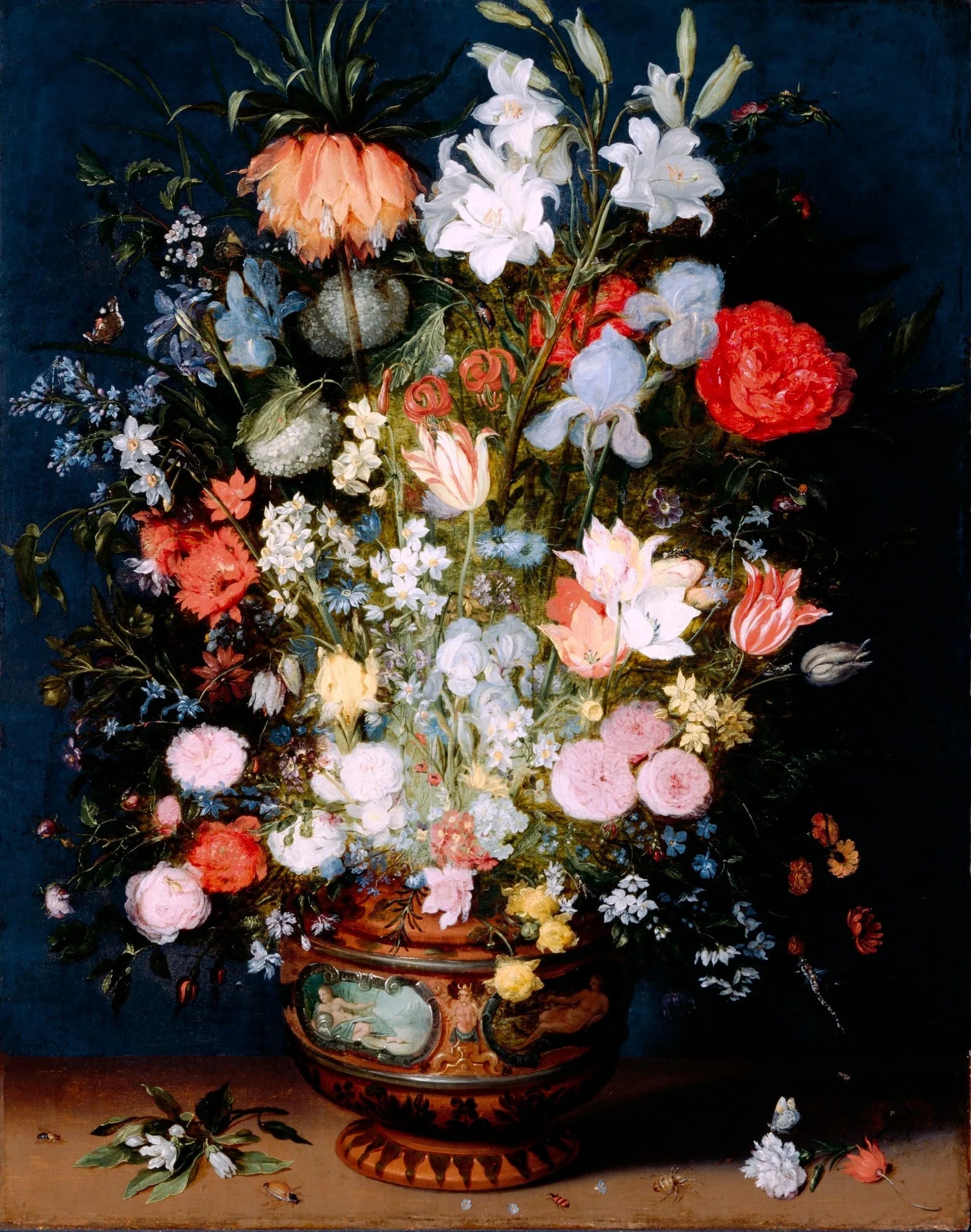 Bouquet de fleurs dans un vase en céramique - Jan Brueghel le Jeune image 1 reproduction artisanale de tableau