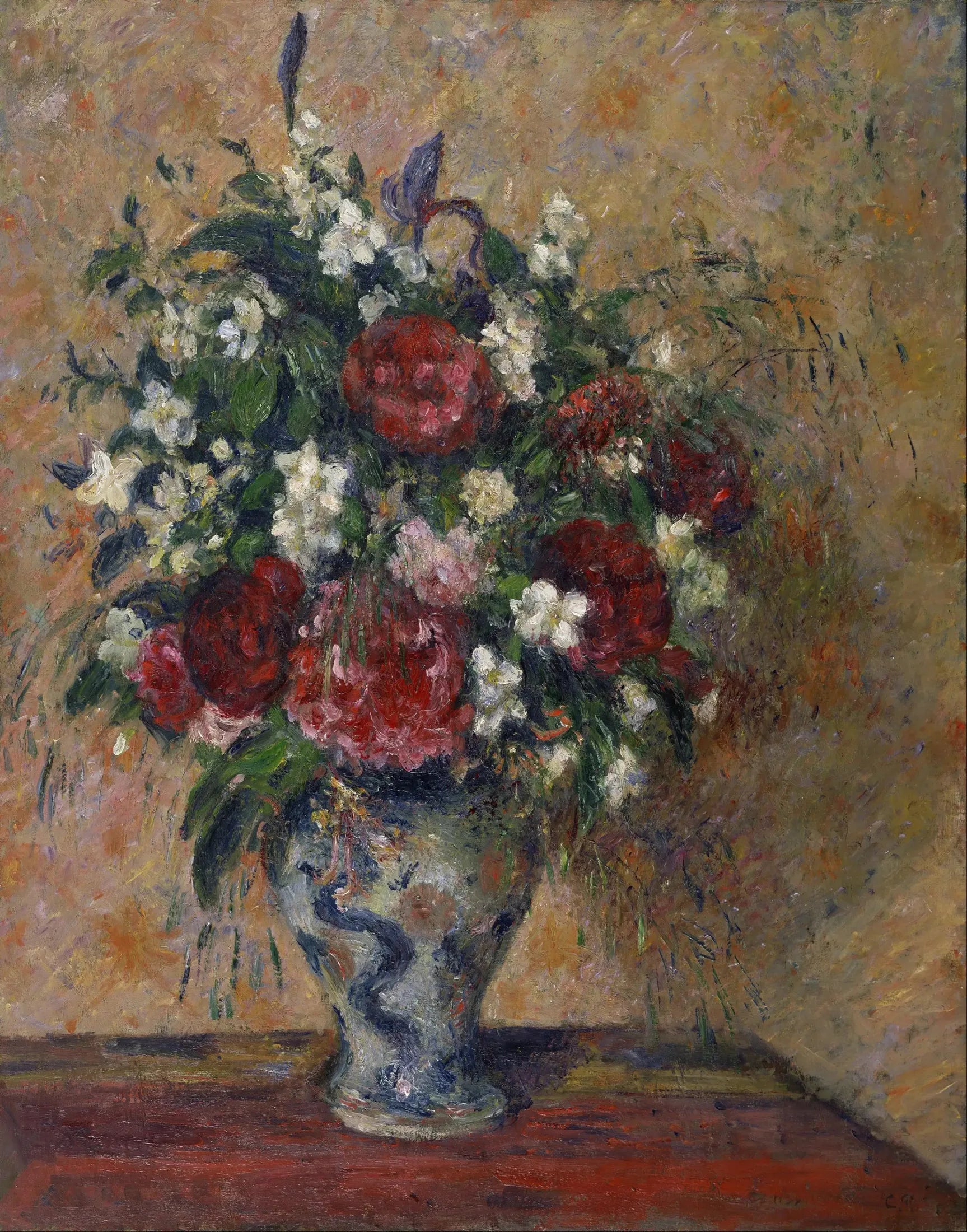 Bouquet de fleurs : pivoines et seringat - Camille Pissarro image 1 reproduction artisanale de tableau