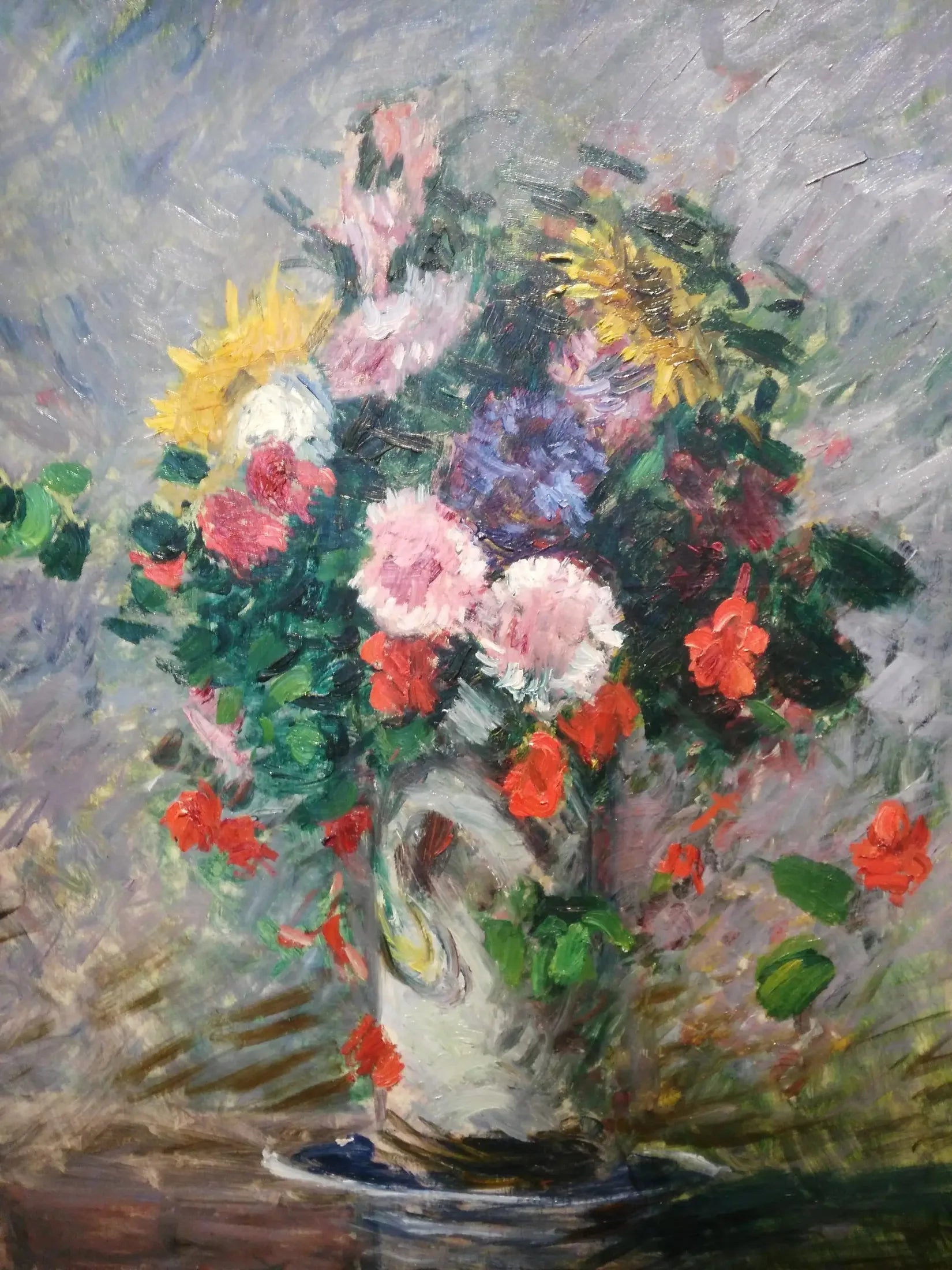 Bouquet de marguerites, capucines et soleils dans un vase - Gustave Caillebotte image 1 tableau peint à l’huile sur toile
