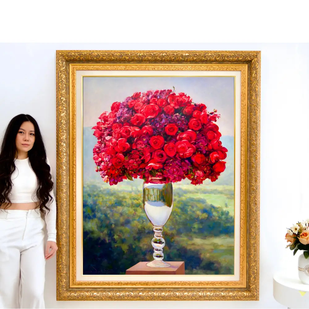 Bouquet de Rose | 100 x 130 cm image 2 copie de tableau peinte à la main