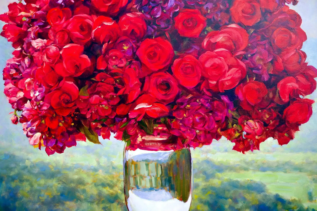 Bouquet de Rose | 100 x 130 cm image 9 copie de tableau peinte à la main