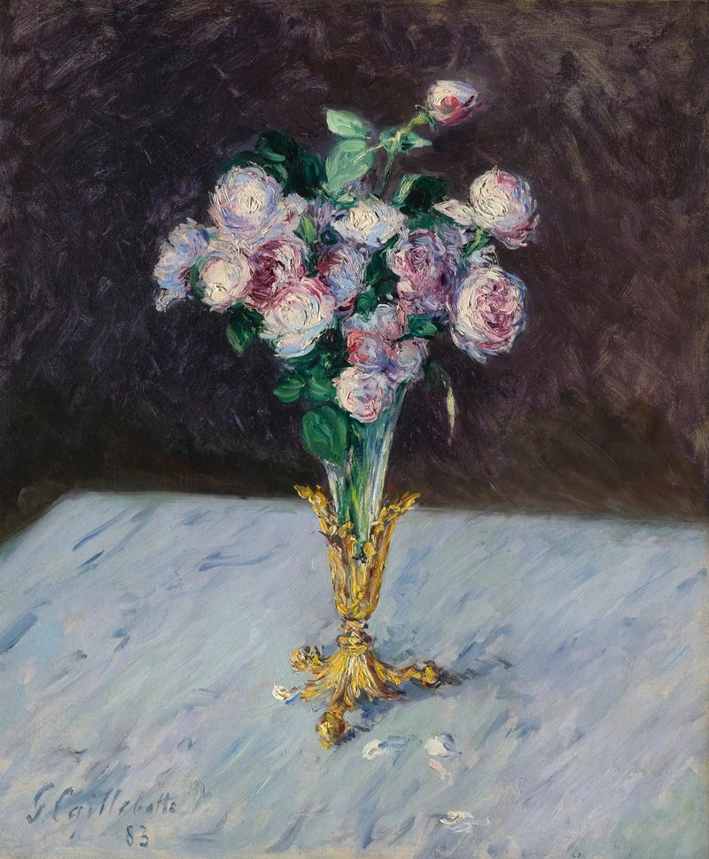 Bouquet de roses dans un vase de cristal - Gustave Caillebotte