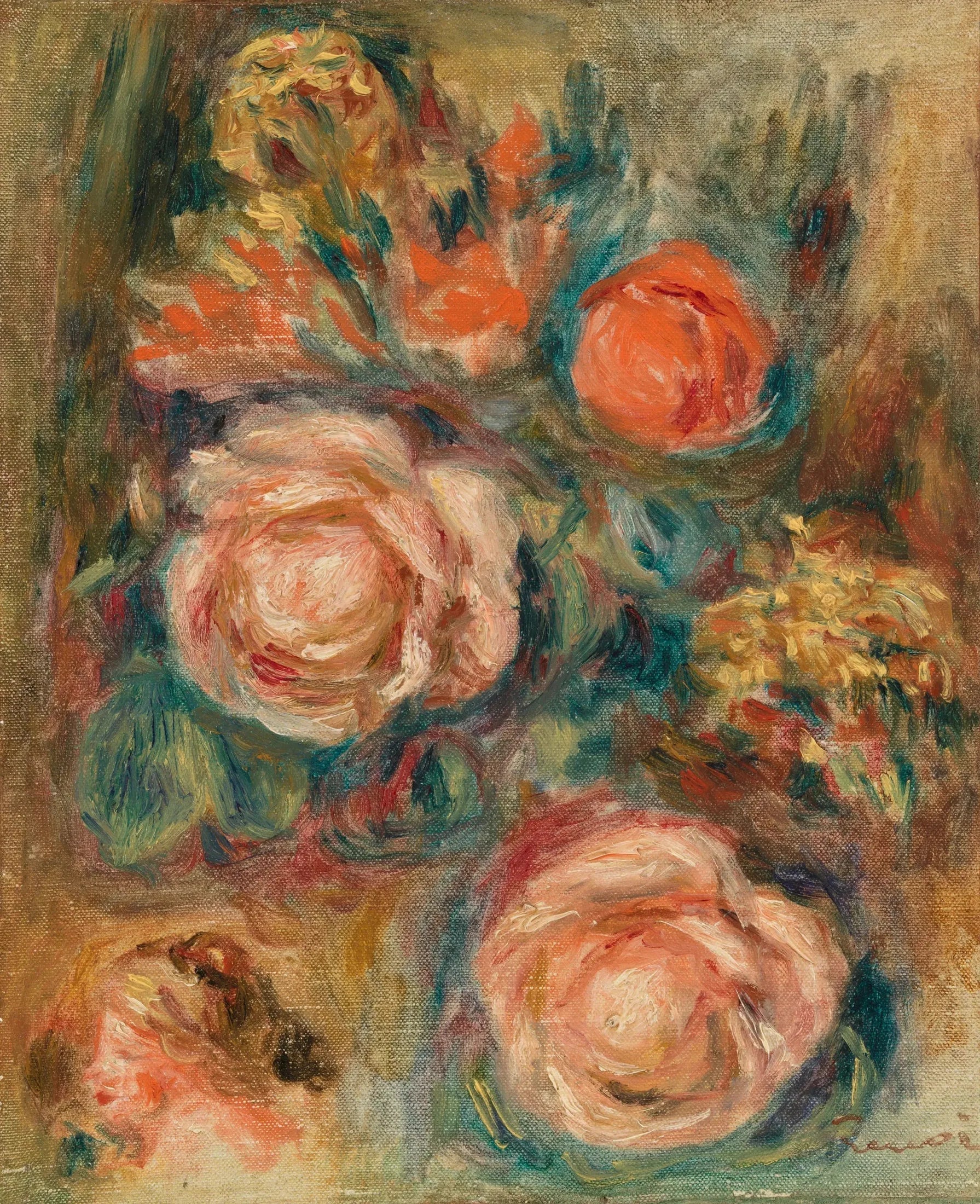 Bouquet de roses - Pierre-Auguste Renoir image 1 reproduction d’œuvre d’art à l’huile