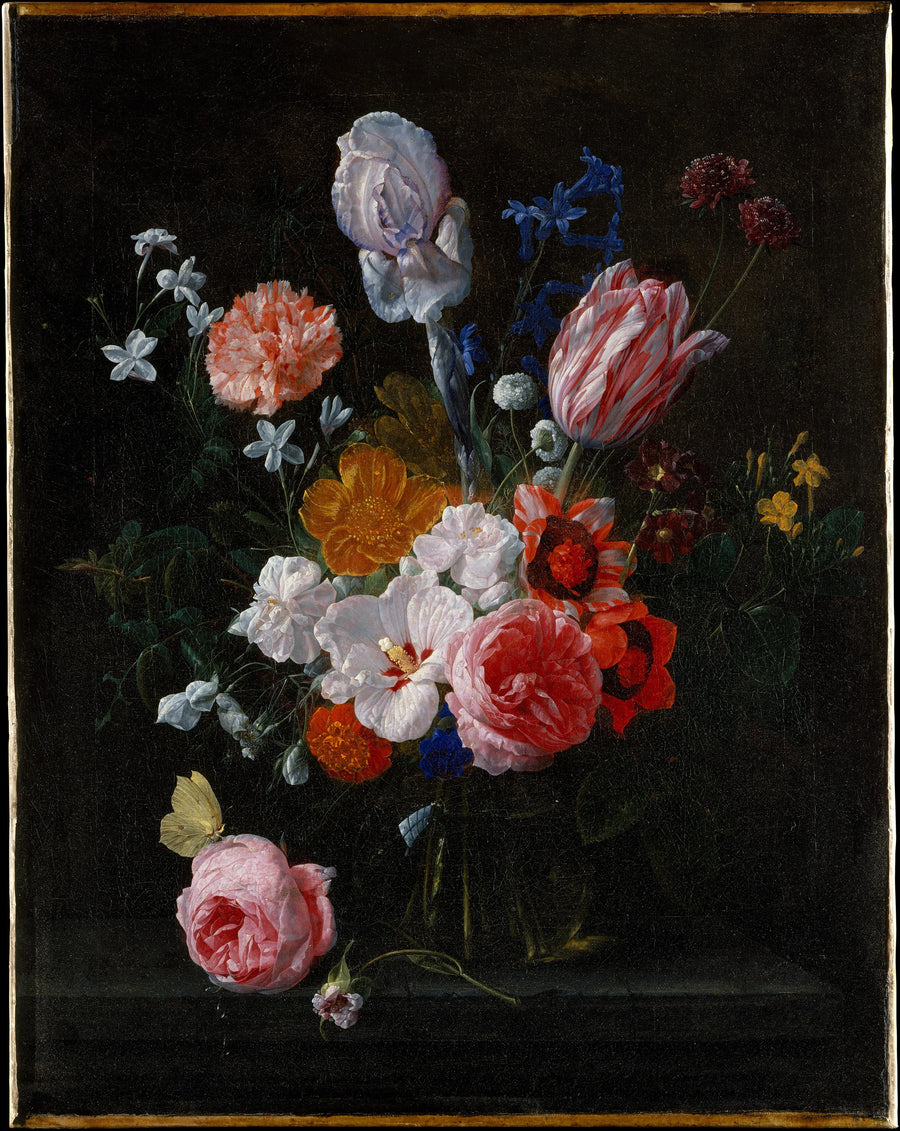 Un bouquet de fleurs dans un vase en cristal - Nicolaes van Veerendael