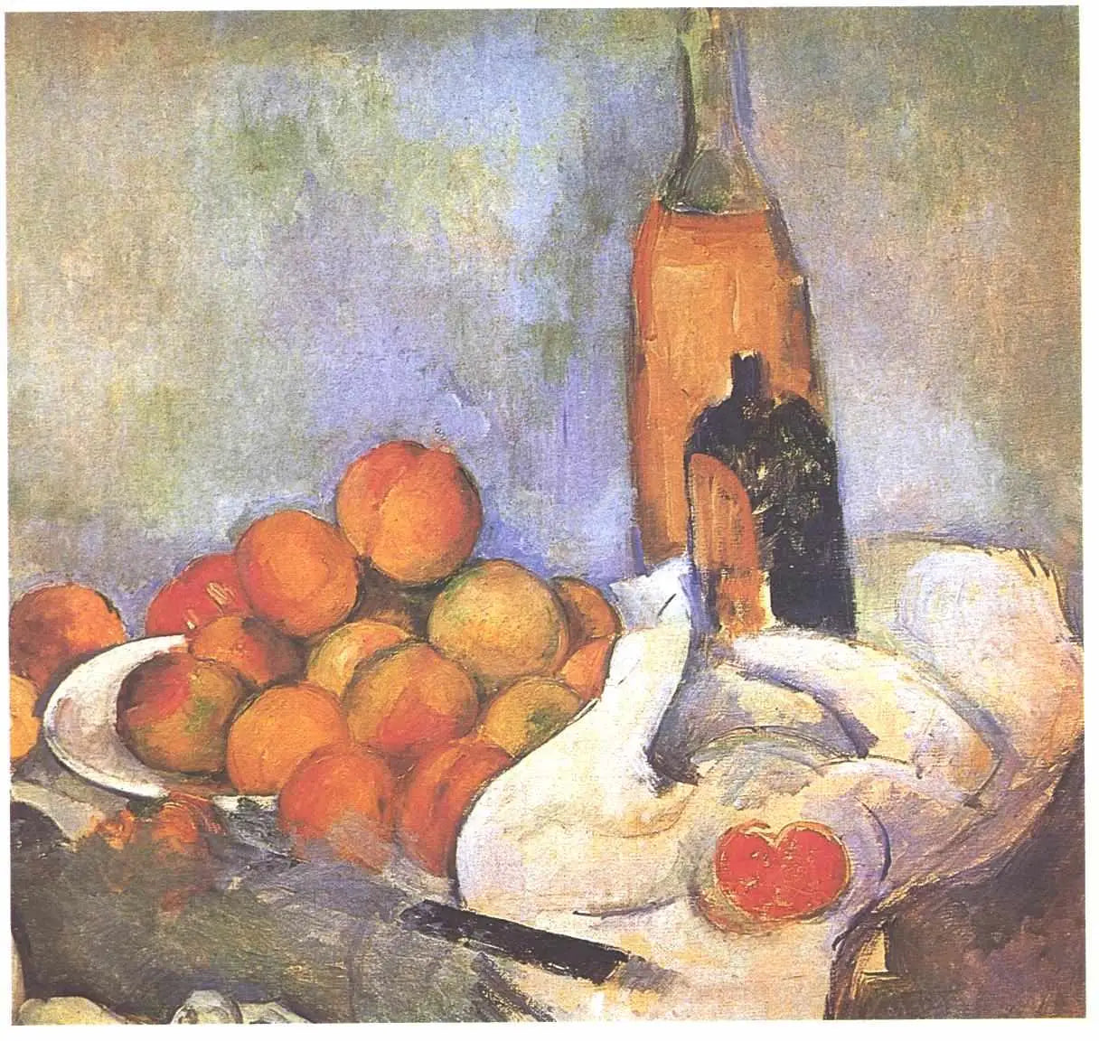 Bouteilles et Pêches - Paul Cézanne image 1 copie peinte à la main à l’huile