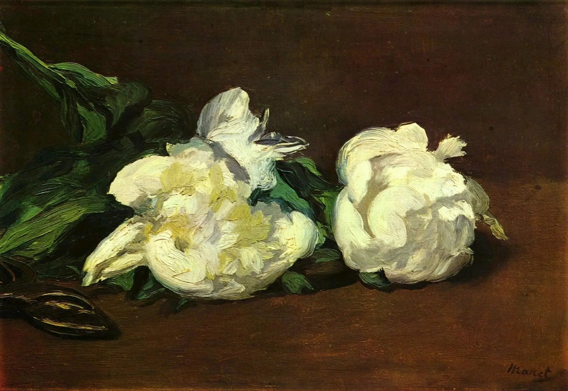 Branche de pivoines blanches et sécateur - Édouard Manet image 1 reproduction de peinture à l’huile