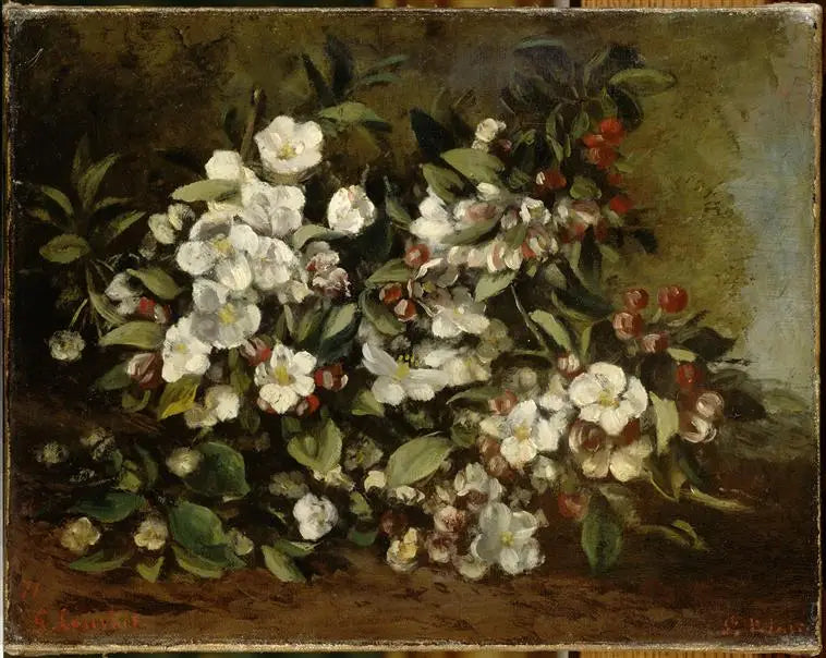 Branche de pommier en fleurs - Gustave Courbet image 1 copie peinte à la main à l’huile