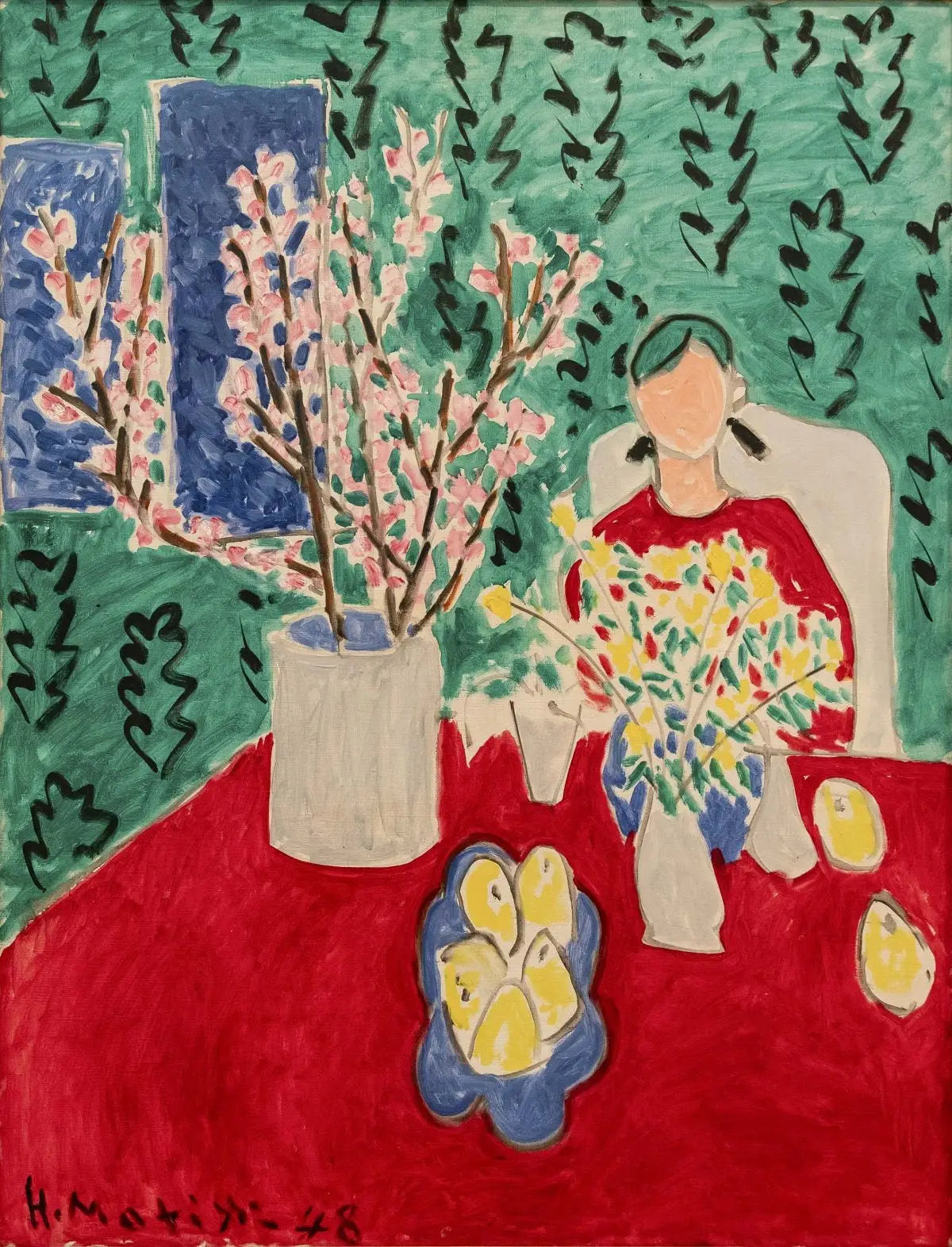 Branche de prunier, fond vert - Henri Matisse image 1 copie de tableau peinte à la main