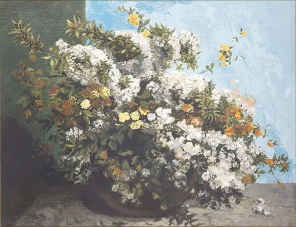 Branches fleuries et Fleurs - Gustave Courbet image 1 reproduction artisanale de tableau