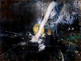 Bras tenant un vase de fleurs - Giovanni Boldini image 1 reproduction d’œuvre d’art à l’huile