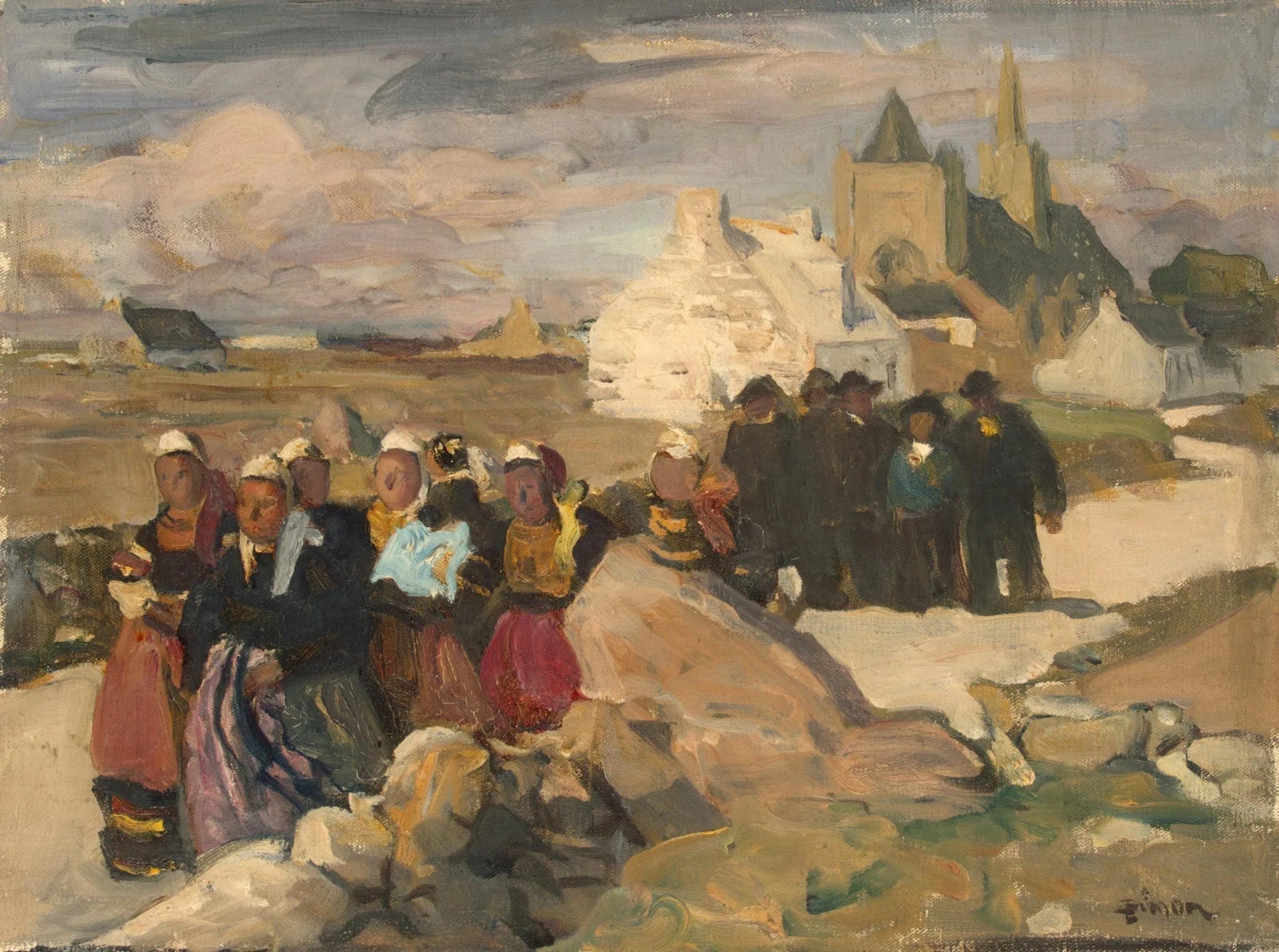 Bretons - Lucien Simon image 1 reproduction de peinture à l’huile