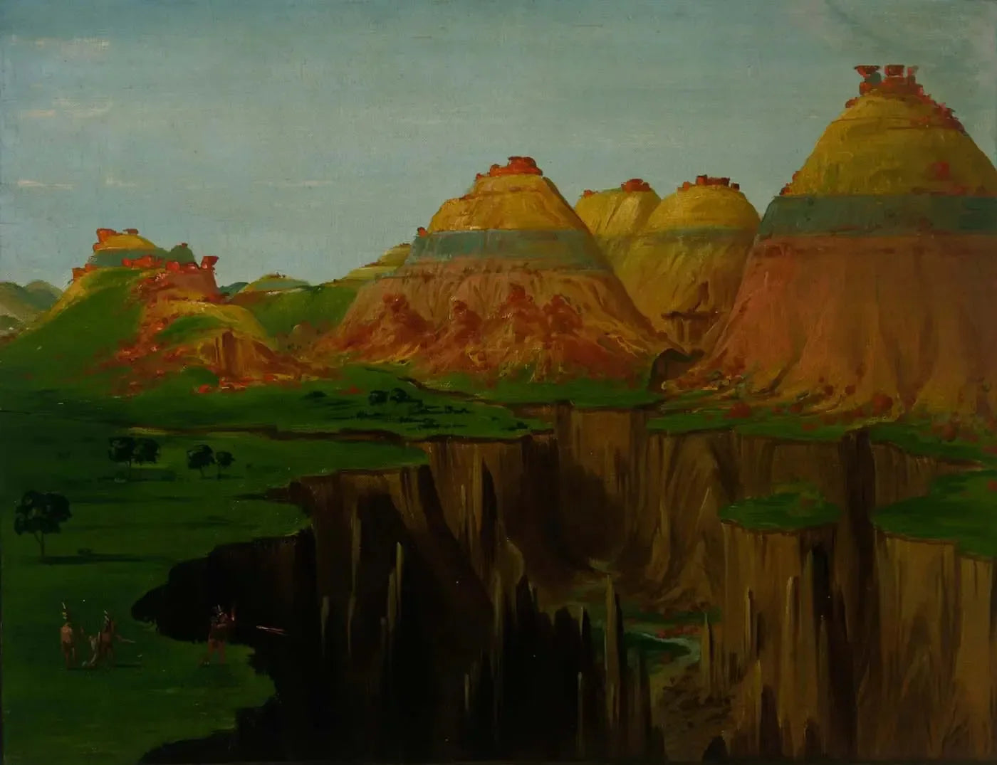 « Brick Kilns », Clay Bluffs, à 1 900 miles au-dessus de Saint-Louis - George Catlin image 1 copie de tableau peinte à la main