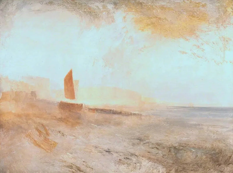 Brighton Beach, with the Chain Pier in the Distance, from the West - J. M. W. Turner