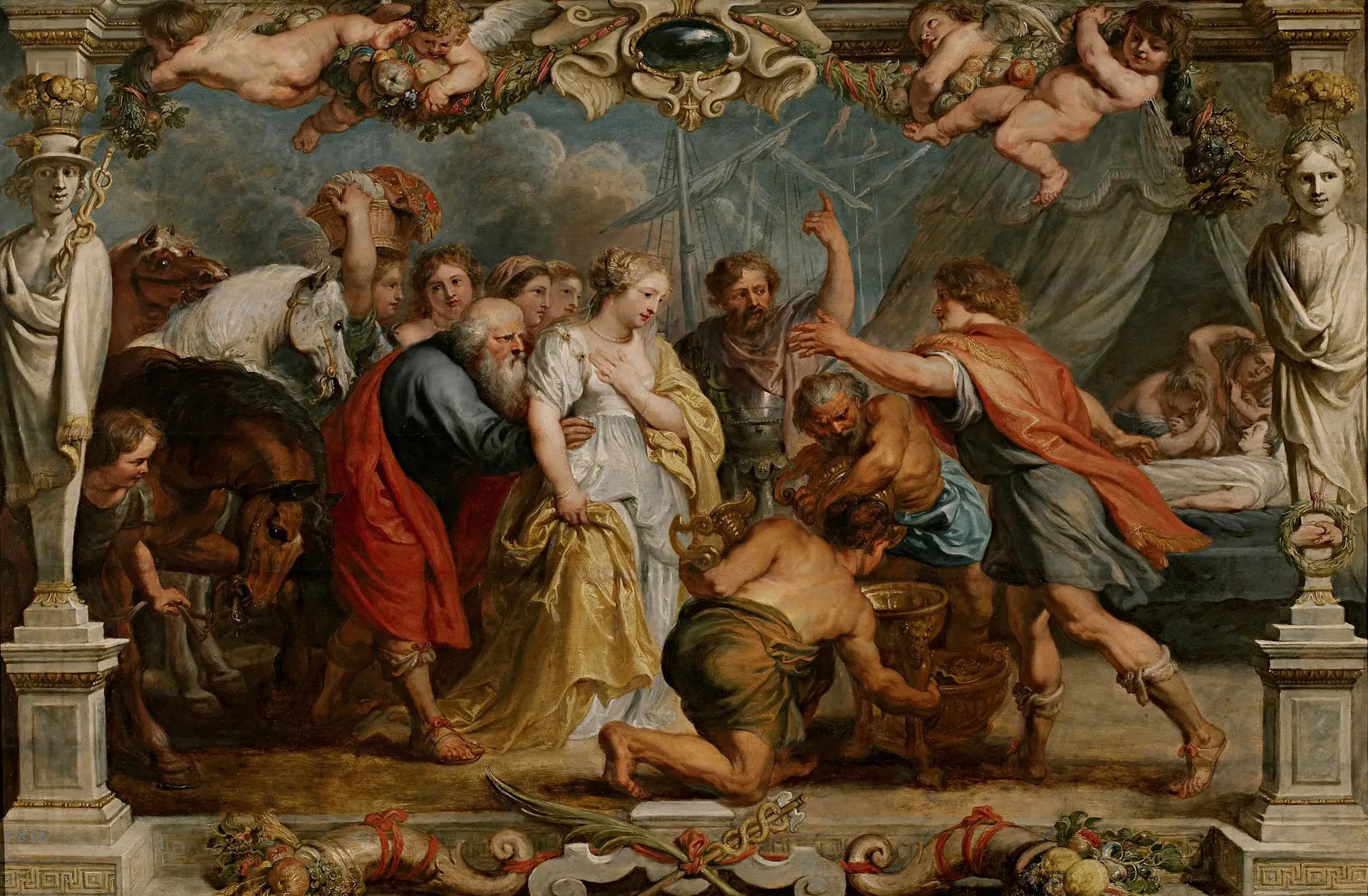 Briséis rendue à Achille par Nestor - Peter Paul Rubens image 1 copie de tableau peinte à la main