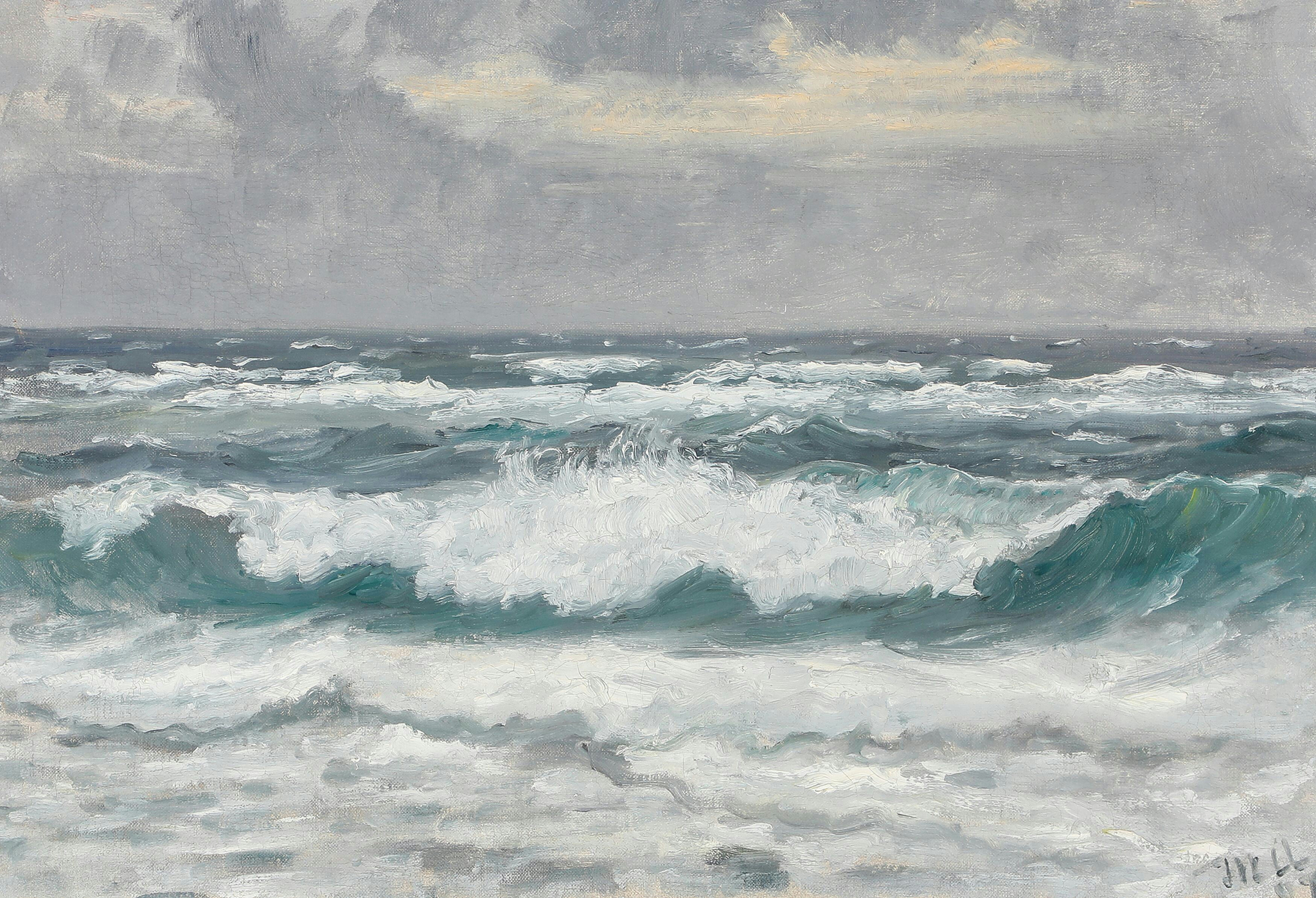 Briser les vagues à Skagen Sønderstrand. - Michael Peter Ancher image 1 reproduction réalisée par Alpha Reproduction