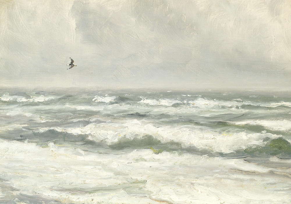 Briser les vagues par une journée grise. - Michael Peter Ancher image 1 reproduction réalisée par Alpha Reproduction