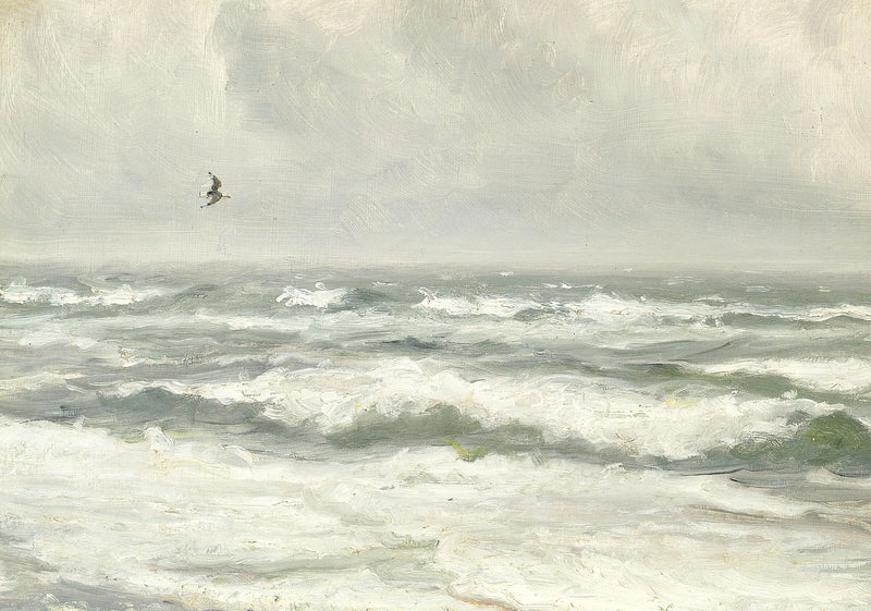 Briser les vagues par une journée grise. - Michael Peter Ancher