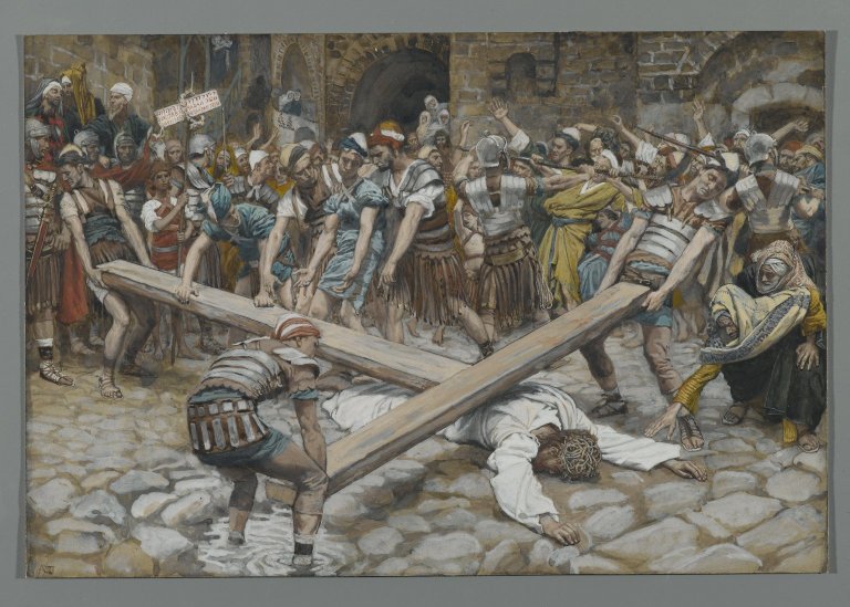 Simon de Cyrène aide Jésus à porter la croix - James Tissot