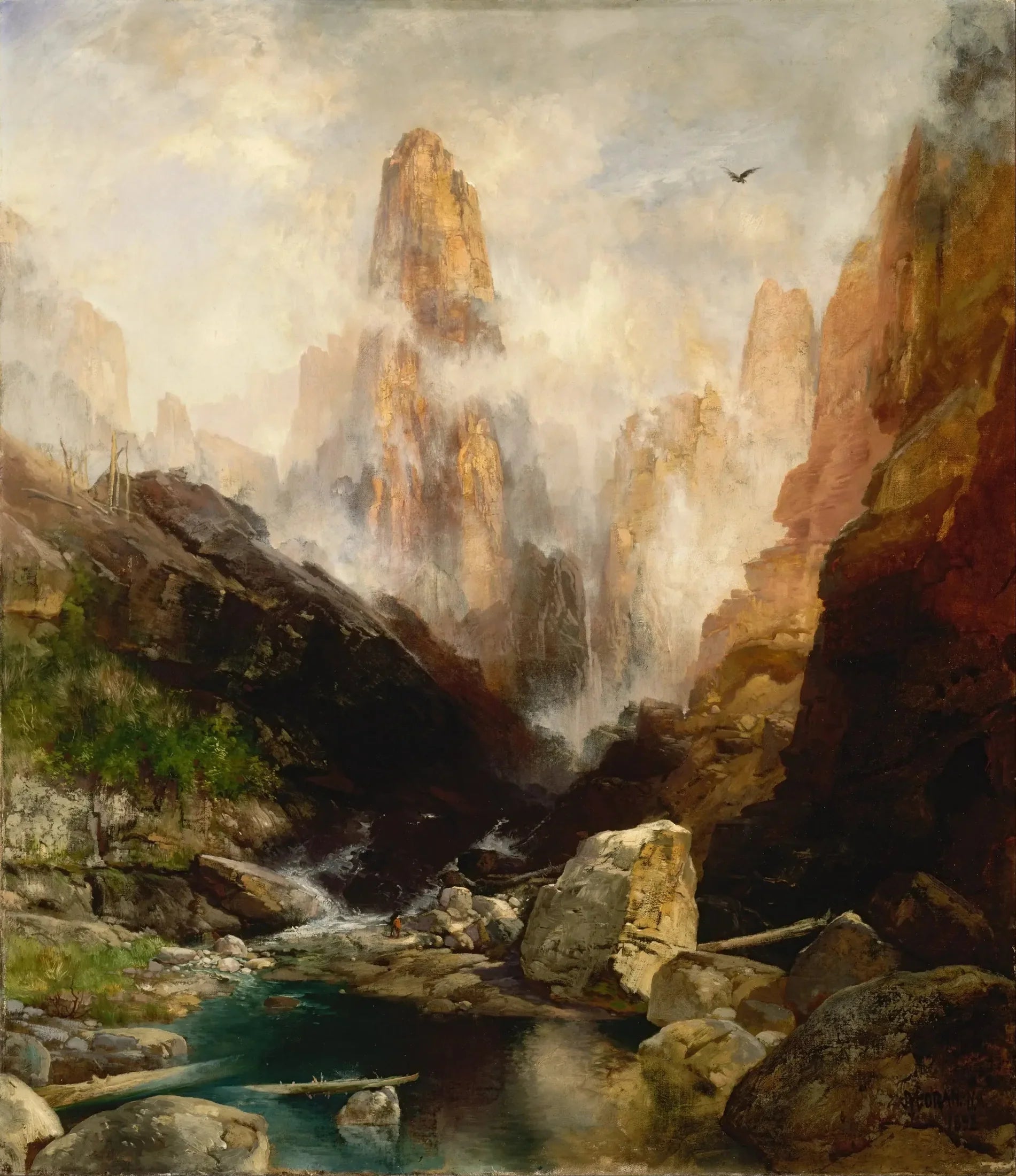 Brouillard dans le canyon de Kanab, Utah - Thomas Moran image 1 reproduction artisanale de tableau
