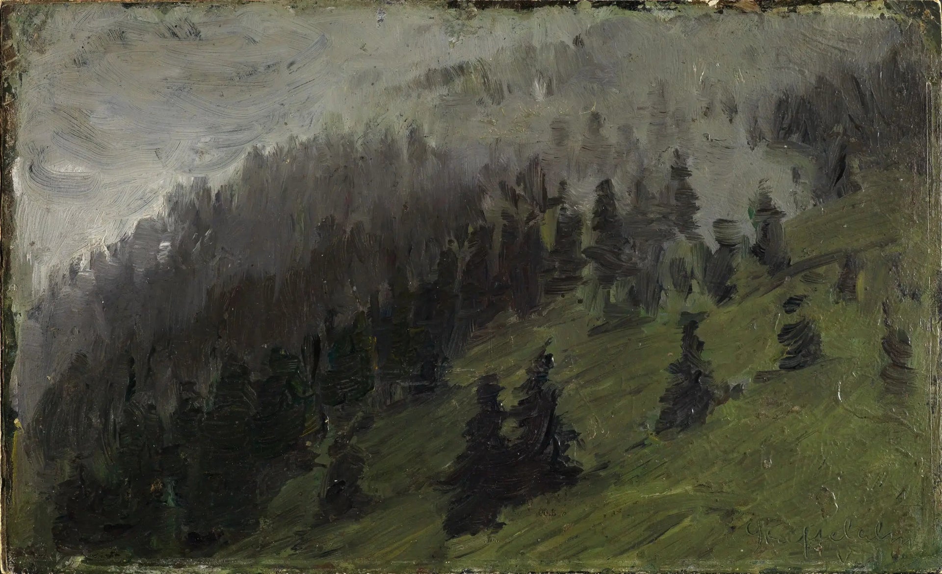 Brouillard entre les sapins - Franz Marc image 1 tableau peint à l’huile sur toile